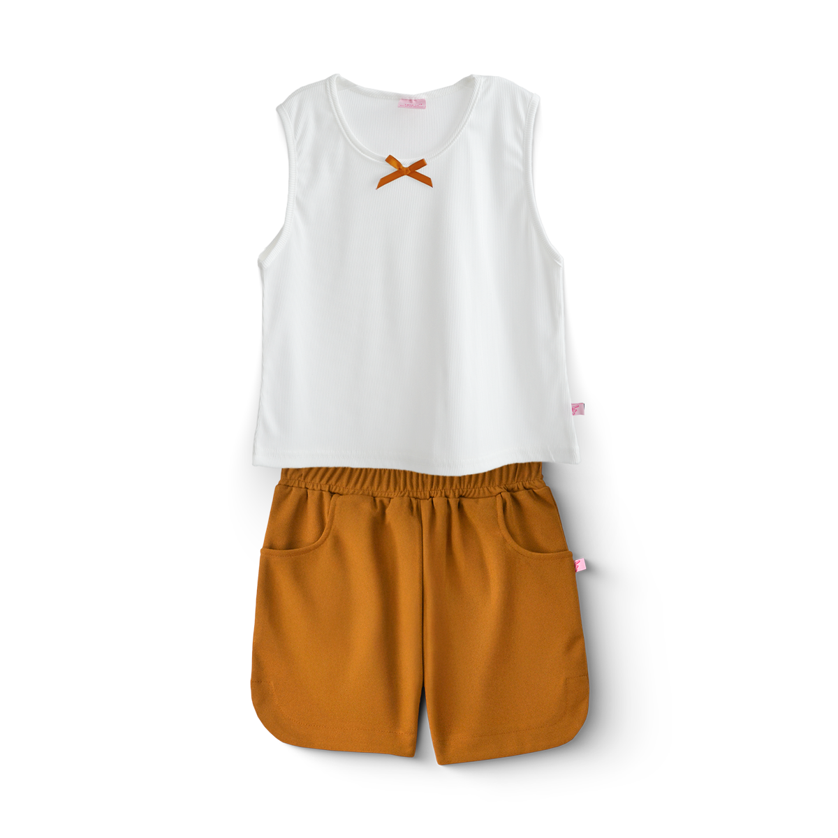 Conjunto Sort Básico con bolsillos y blusa con moño Niña Teen Flory COJU0007