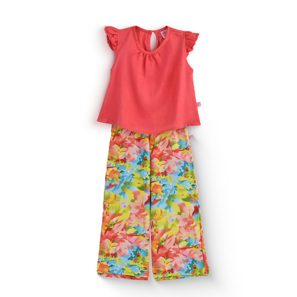 Conjunto de blusa de olanes y pantalón floreado •  ARIANA 12 • tallas ch-m-gr • CONI0044D