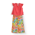 Conjunto de blusa de olanes y pantalón floreado •  ARIANA 12 • tallas ch-m-gr • CONI0044D