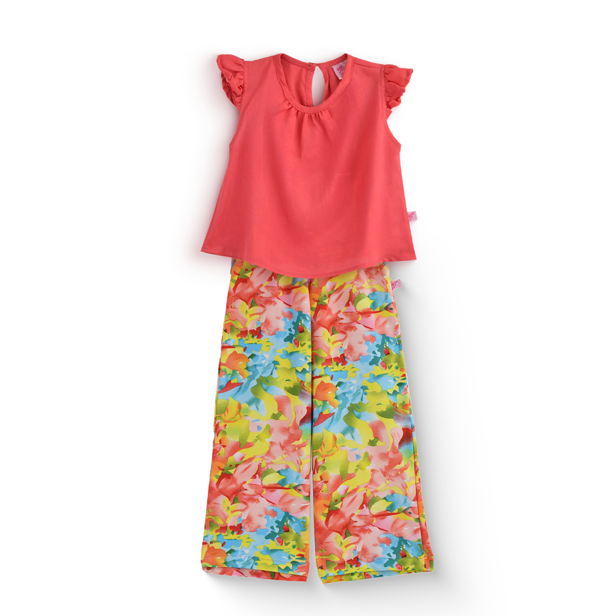 Conjunto de blusa de olanes y pantalón floreado •  ARIANA 12 • tallas ch-m-gr • CONI0044D