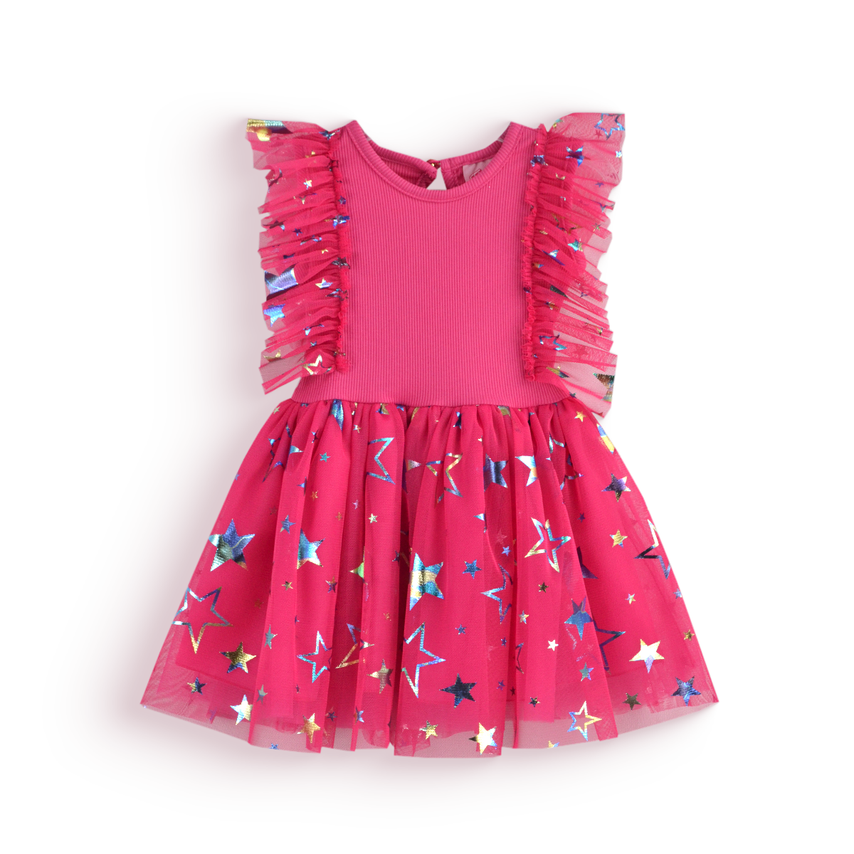 Vestido con olanes y falda tul | VEBB0142C | tallas 1-2-3