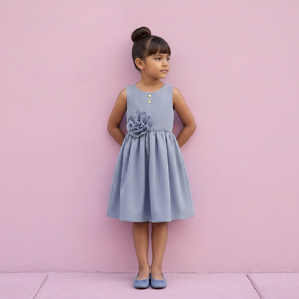 Vestido con moño y botones •  4 a 11 años • Barbie 13