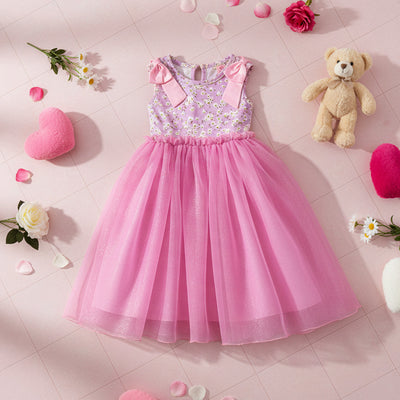 Vestido floreado con tul • NATALI 20 •  tallas ch-m-g • VENI0206A