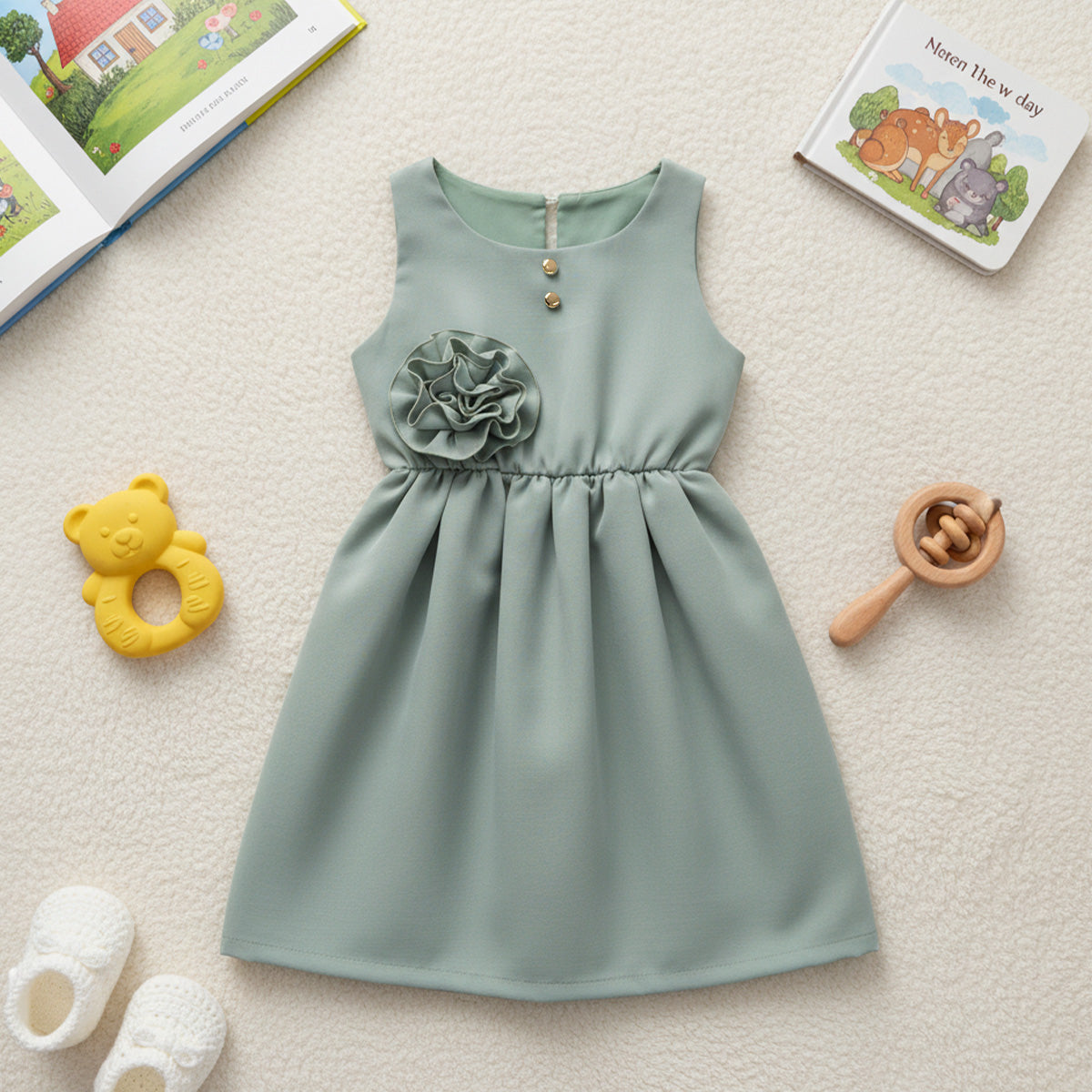 Vestido con moño y botones • BARBIE 13 •  tallas 1-2-3 • VEBB0123
