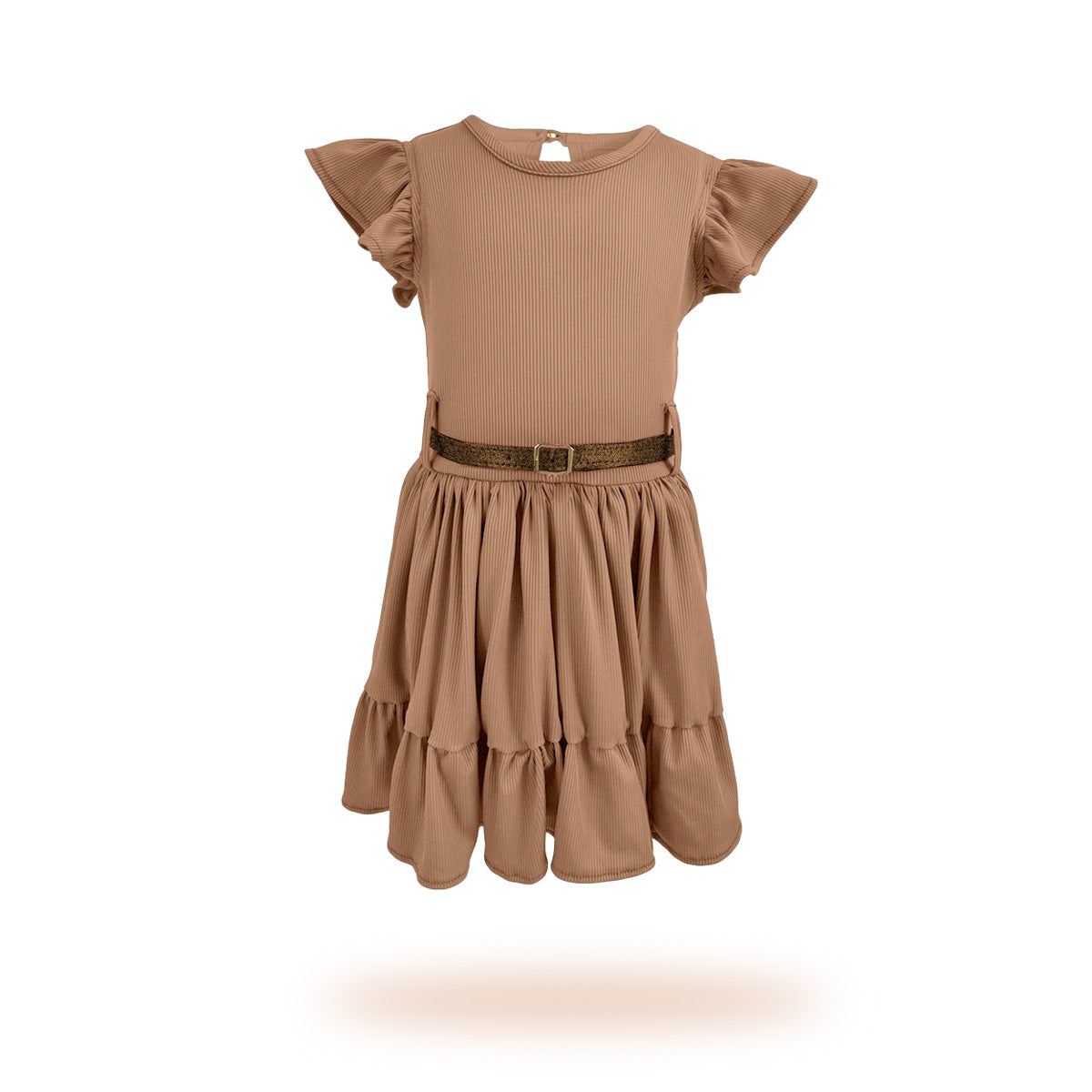 Vestido de olanes con cinturón dorado | VEBB0058 | tallas 1-2-3