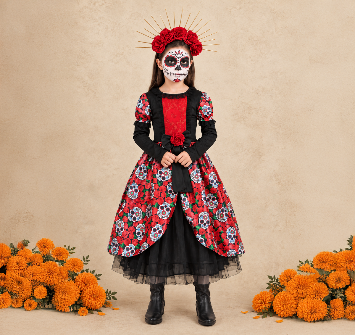 Vestido Catrina con Diadema • 4 a 11 años • Halloween Catrina 2