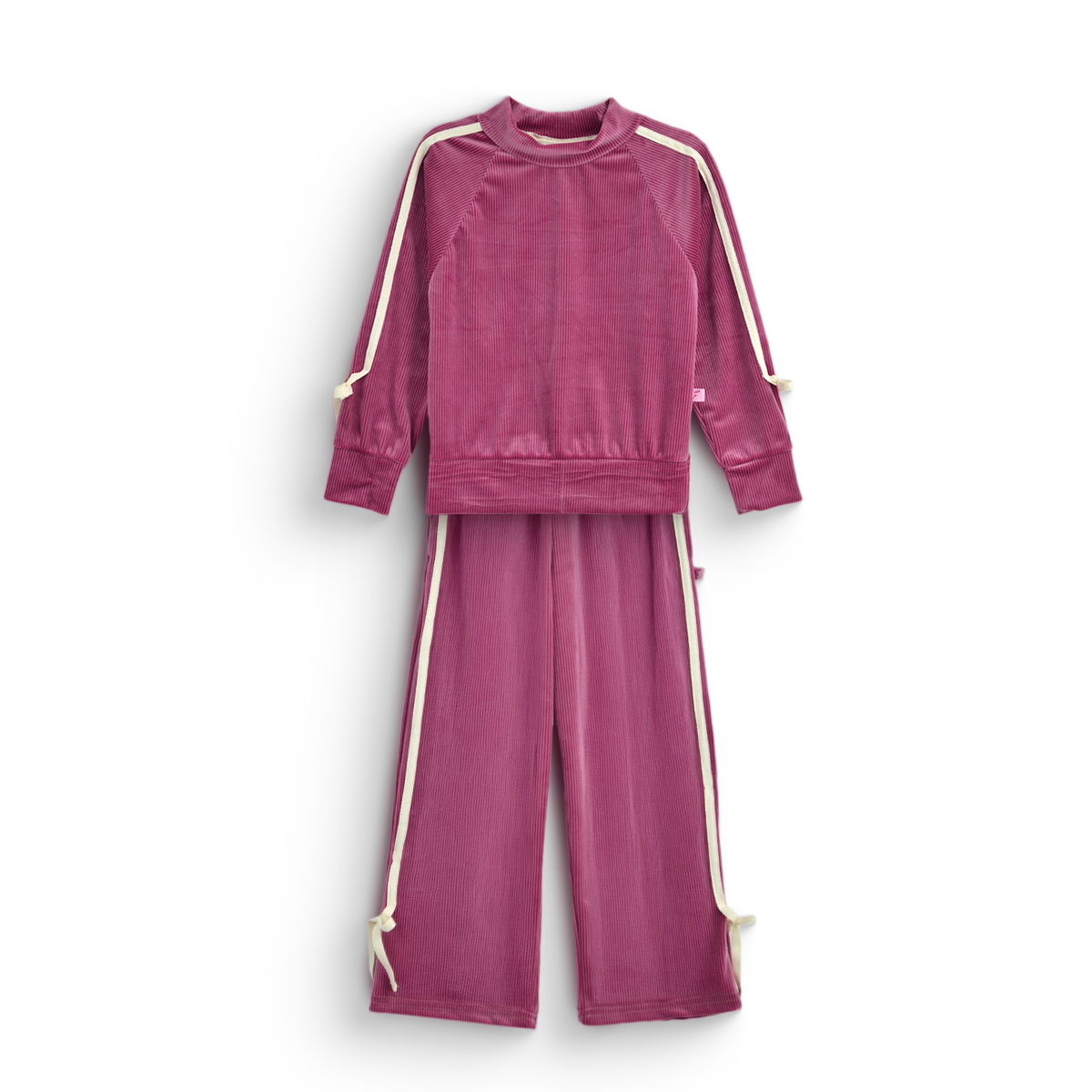 Conjunto aterciopelado con franjas a rayas CONI0041 Niña