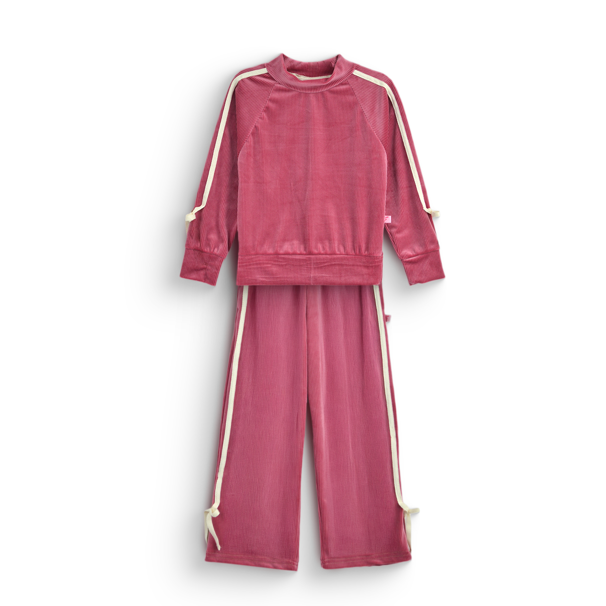 Conjunto aterciopelado con franjas a rayas CONI0041 Niña