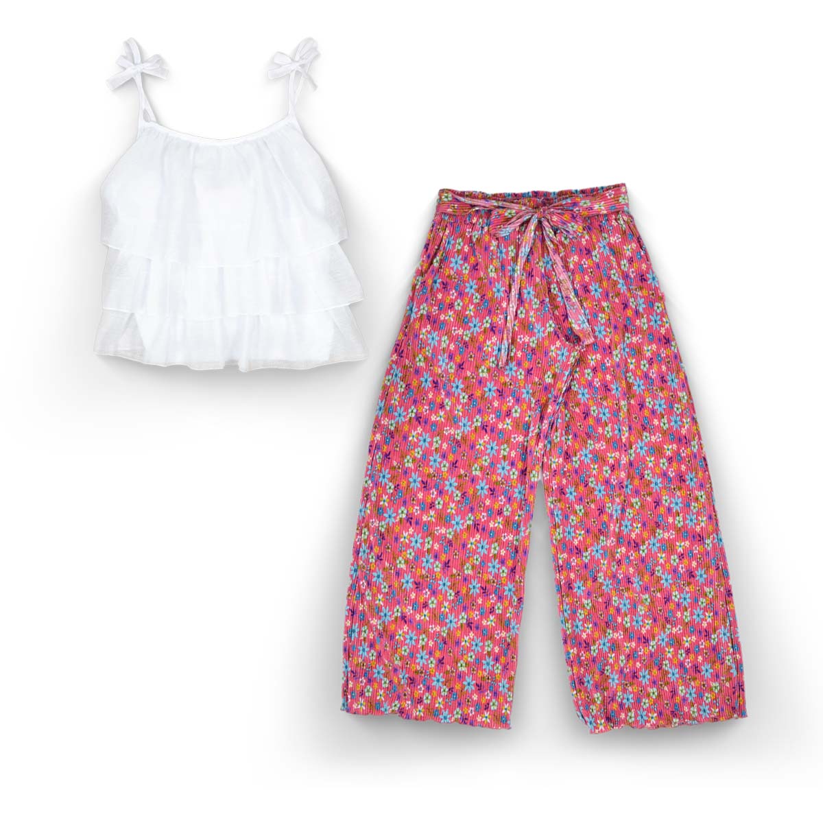 Conjunto blusa pantalón estampado de flores juvenil FLORY COJU0003