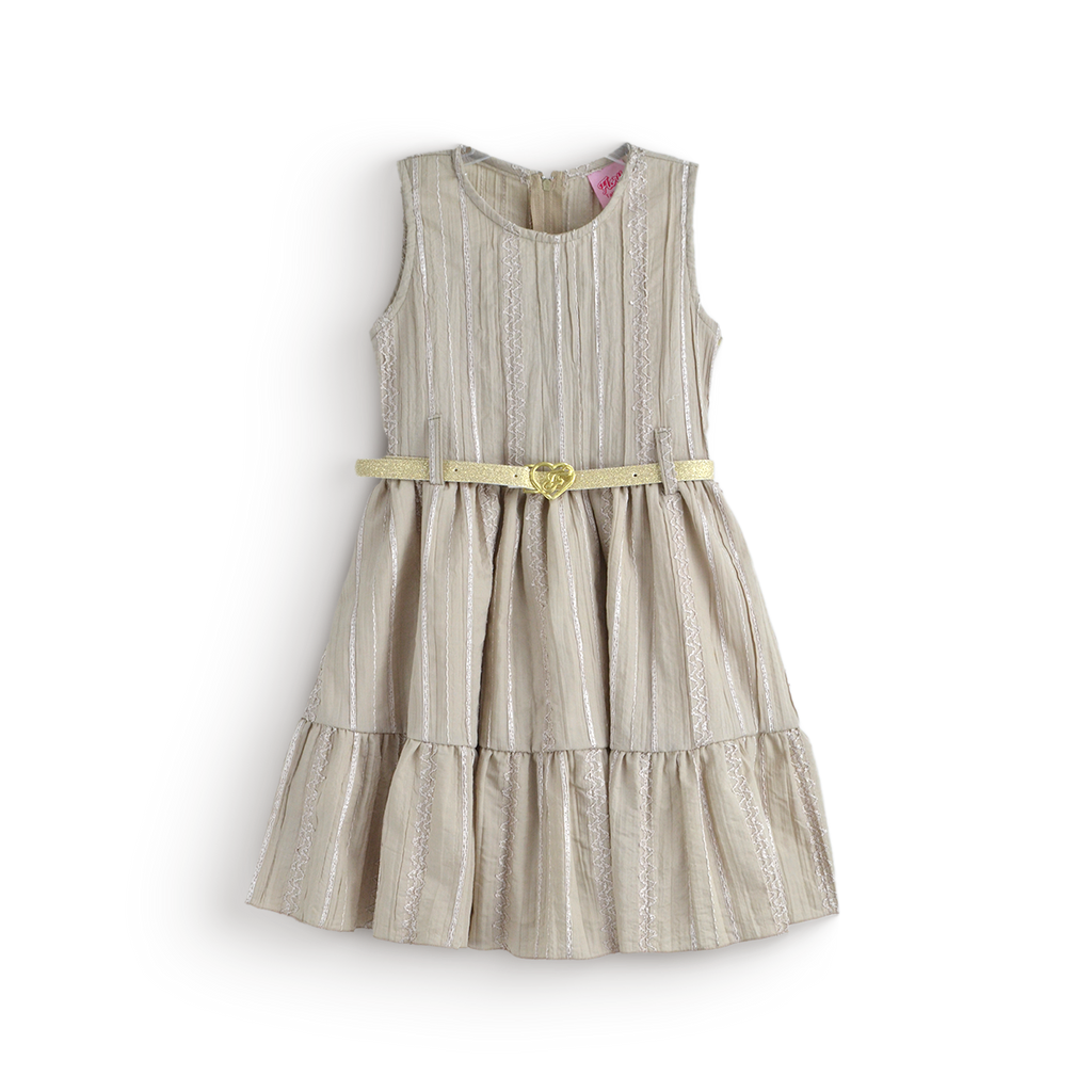Vestido de textura bordada con cinturón •  PATY 2  •  tallas ch-m-gr • VENI0215D
