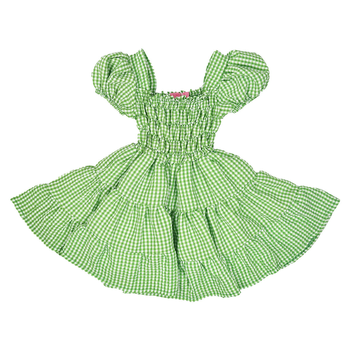 Vestido manga abullonada estampado de cuadros bebe FLORY VEBB0091