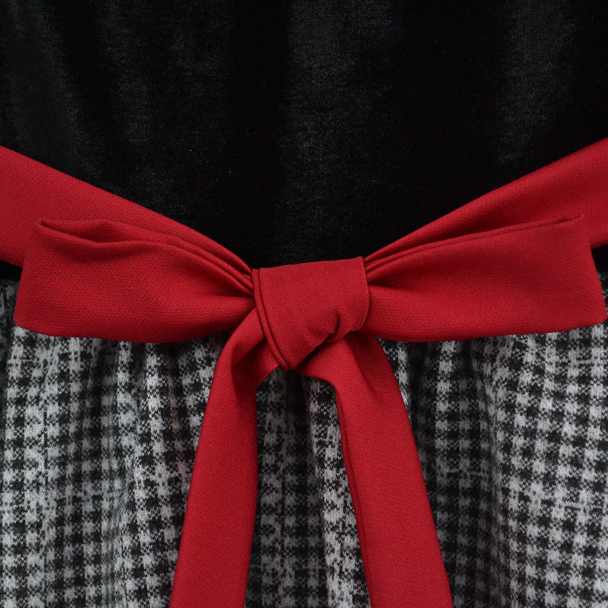 Vestido navideño de terciopelo en combinación a cuadros para bebé VEBB0120 Flory