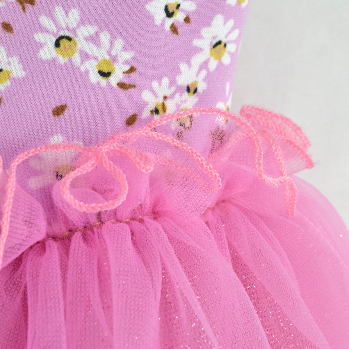 Vestido de fiesta de florecitas con falda de tul glitter | VENI0206A | tallas ch-m-g