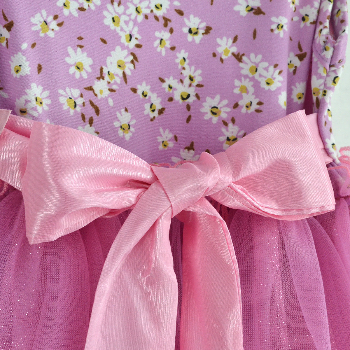 Vestido de fiesta de florecitas con falda de tul glitter | VENI0206A | tallas ch-m-g