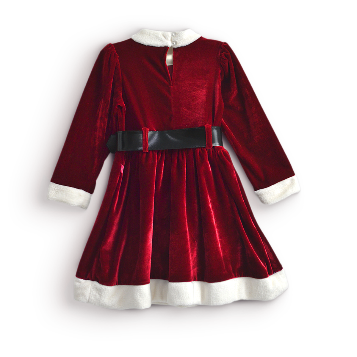 Vestido Santa Claus con cinturón y gorro cascabel para niña Flory VENI0182