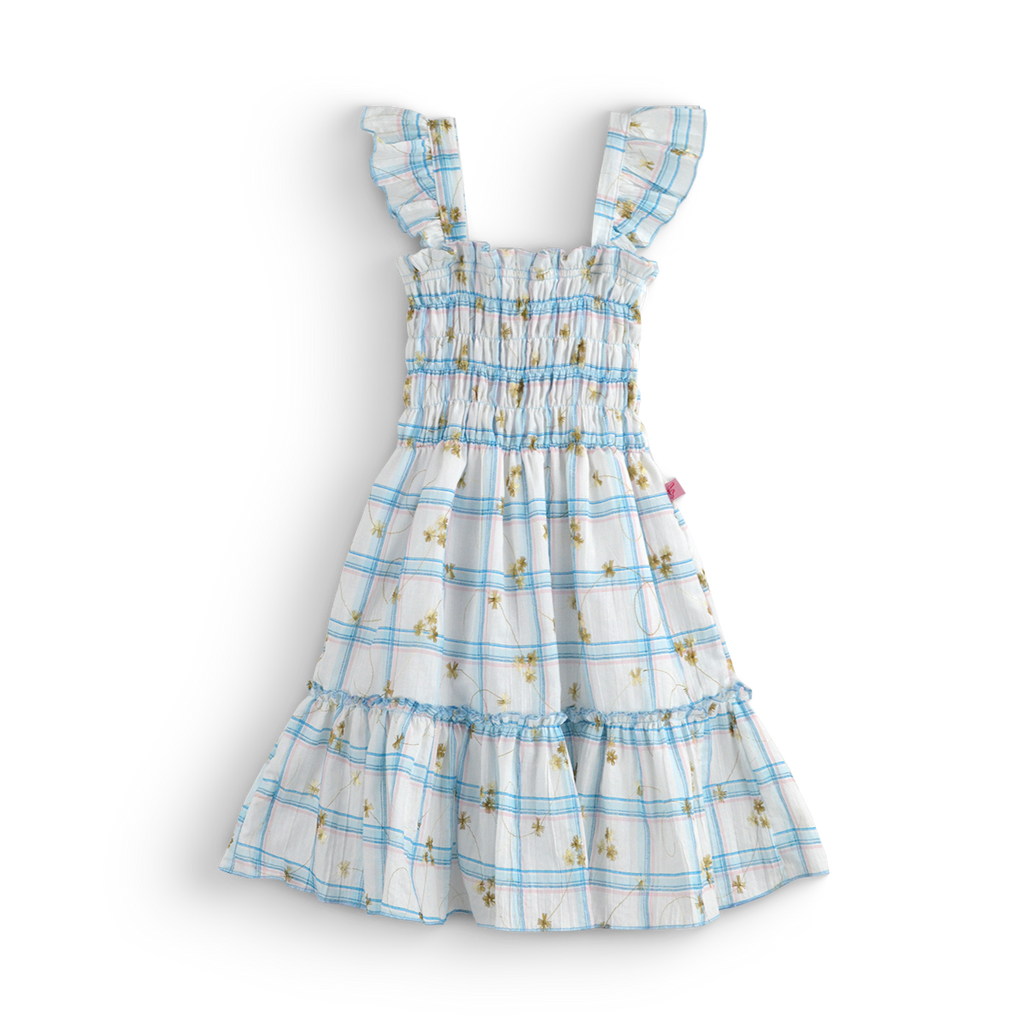 Vestido de tirantes con olanes a cuadros • 4 a 12 años • Paty 1 E