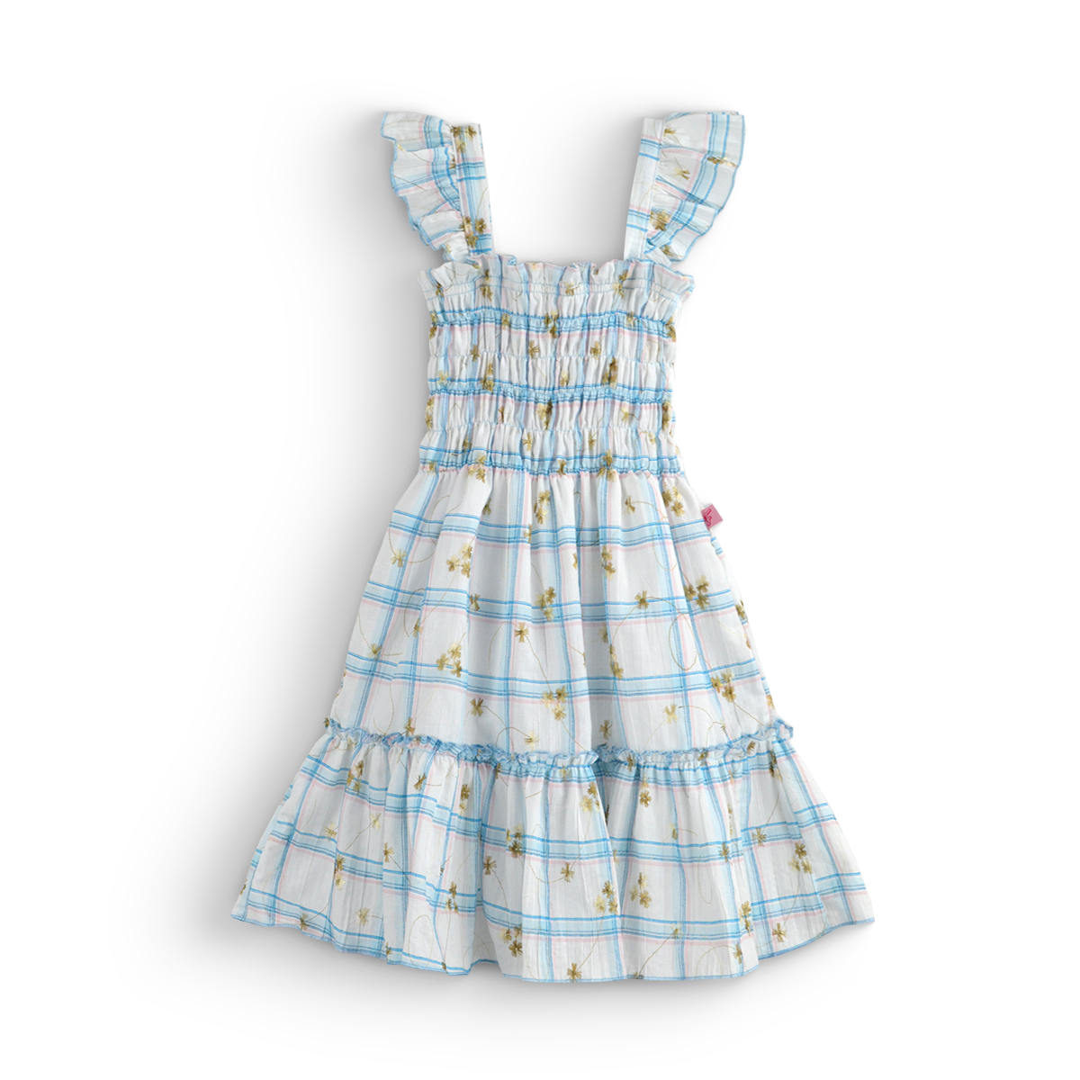 Vestido de tirantes con olanes a cuadros •  PATY 1 •  tallas ch-m-gr • VENI0214E