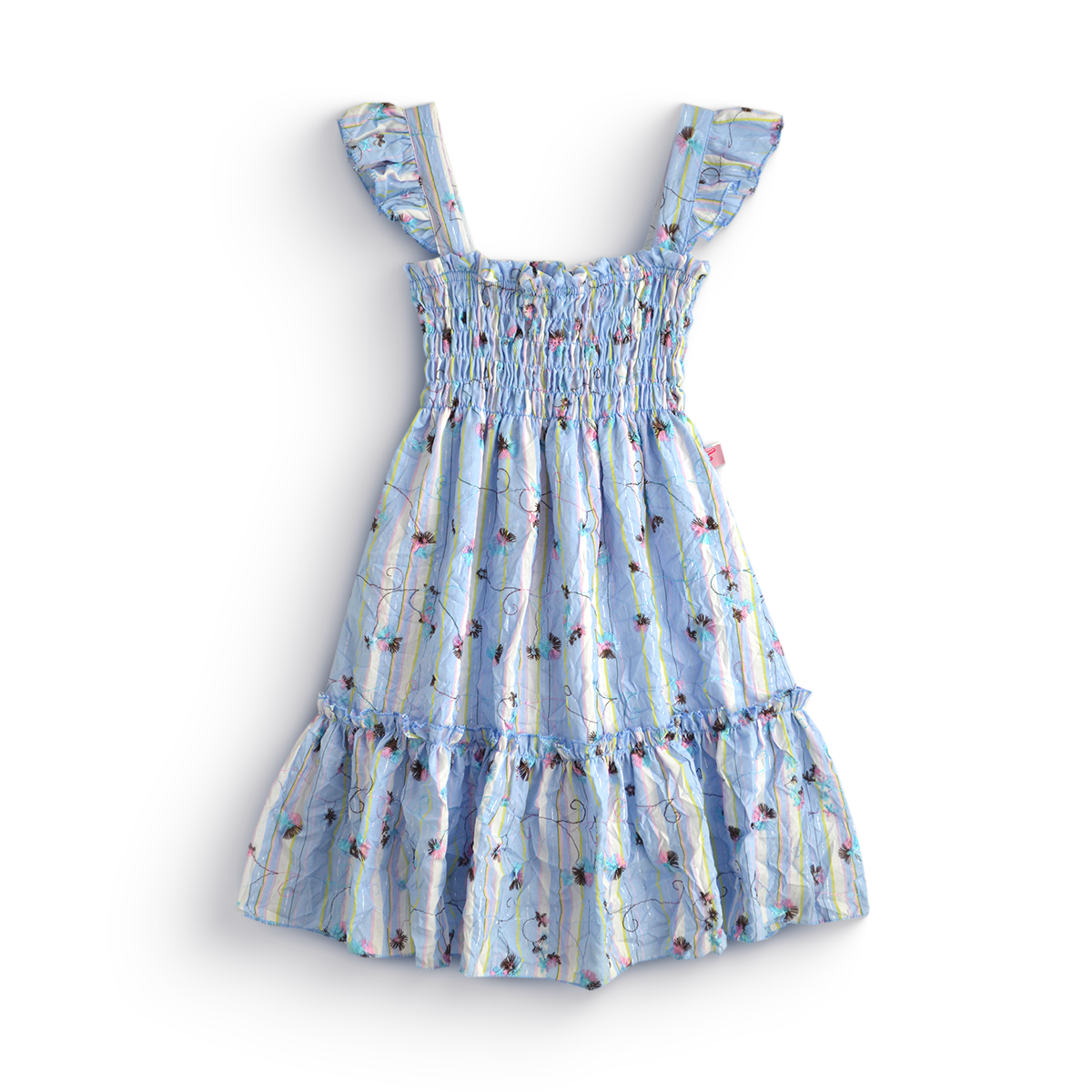 Vestido flores con olanes en hombros • PATY 1 • tallas 1-2-3 • VEBB0153F