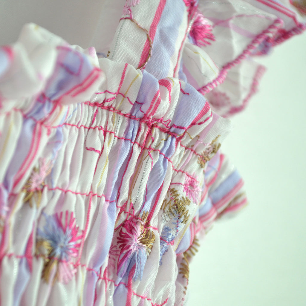 Vestido flores con olanes en hombros • PATY 1 • tallas 1-2-3 • VEBB0153F