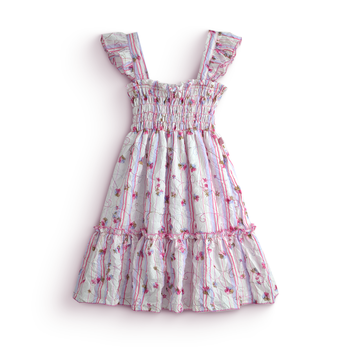 Vestido flores con olanes en hombros • PATY 1 • tallas 1-2-3 • VEBB0153F