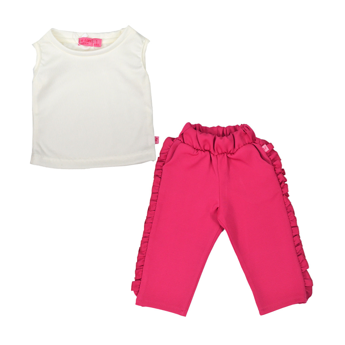 Conjunto blusa con pantalones de olanes bebe FLORY COBB0003