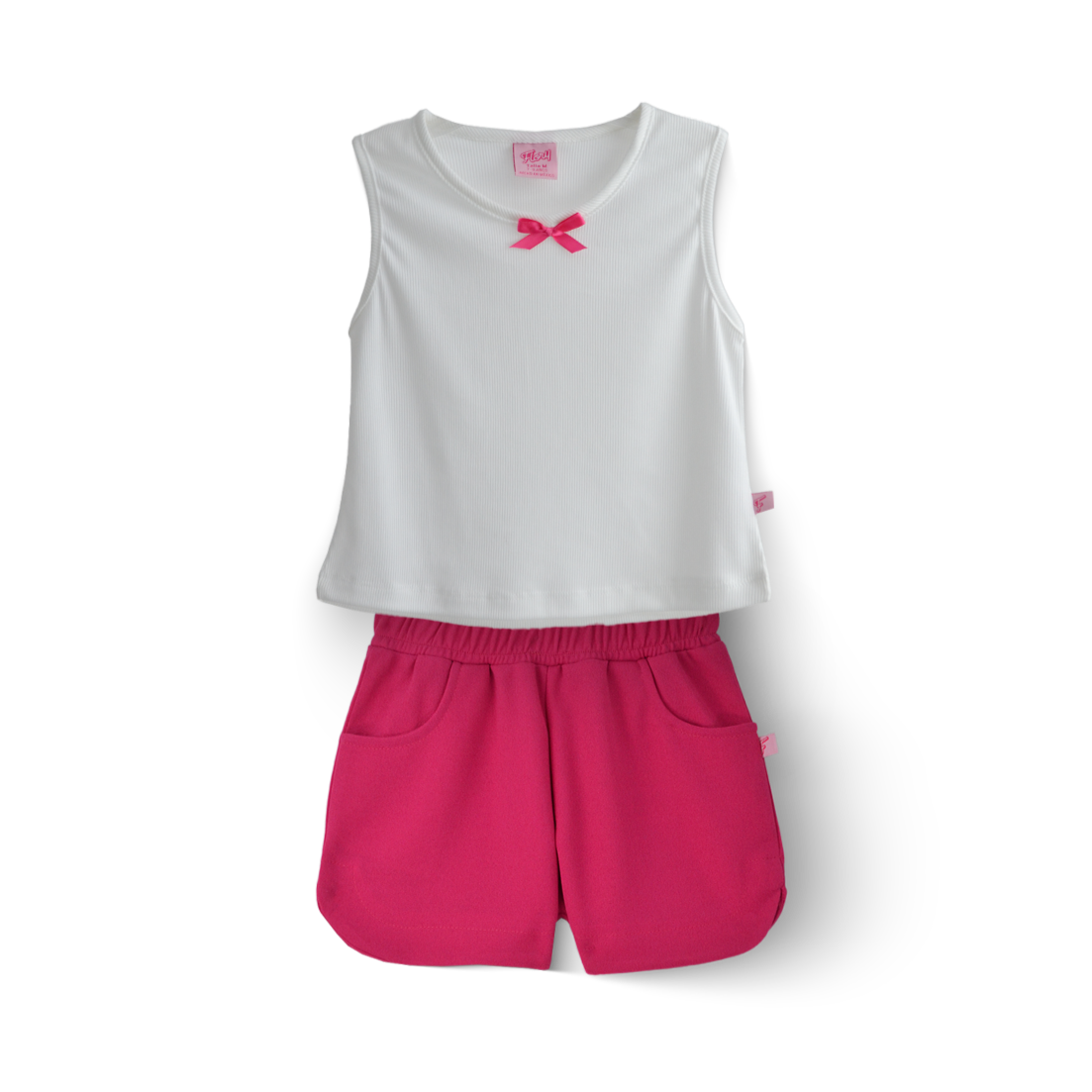 Conjunto de Short con bolsillos y blusa con moño Niña  CONI0037 Flory