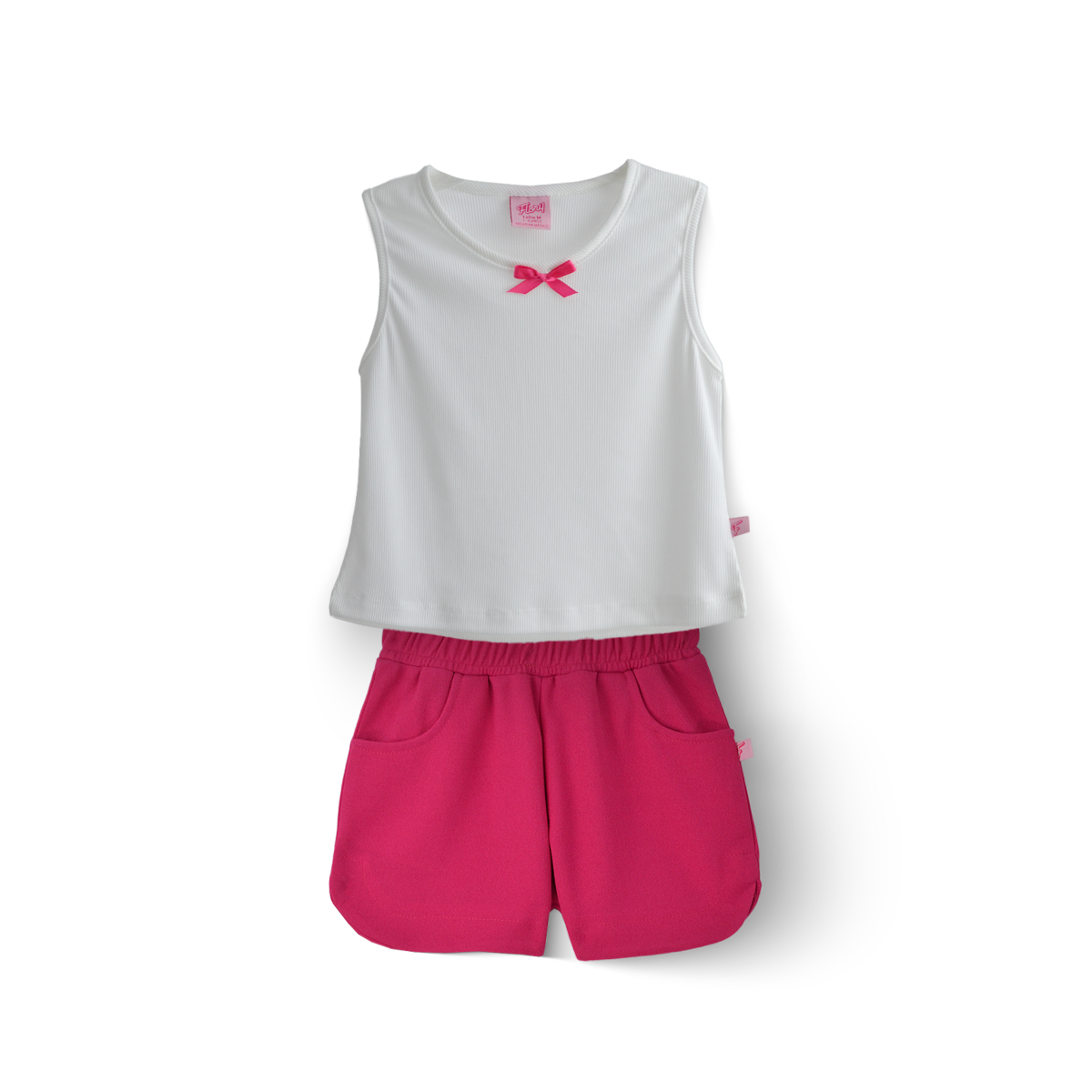 Conjunto de Short con bolsillos y blusa con moño Niña  CONI0037 Flory