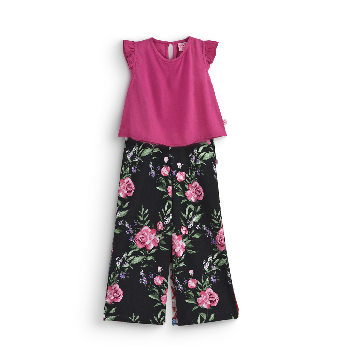 Conjunto de blusa de olanes y pantalón floreado • ARIANA 12 •  tallas ch-m-gr • CONI0044B