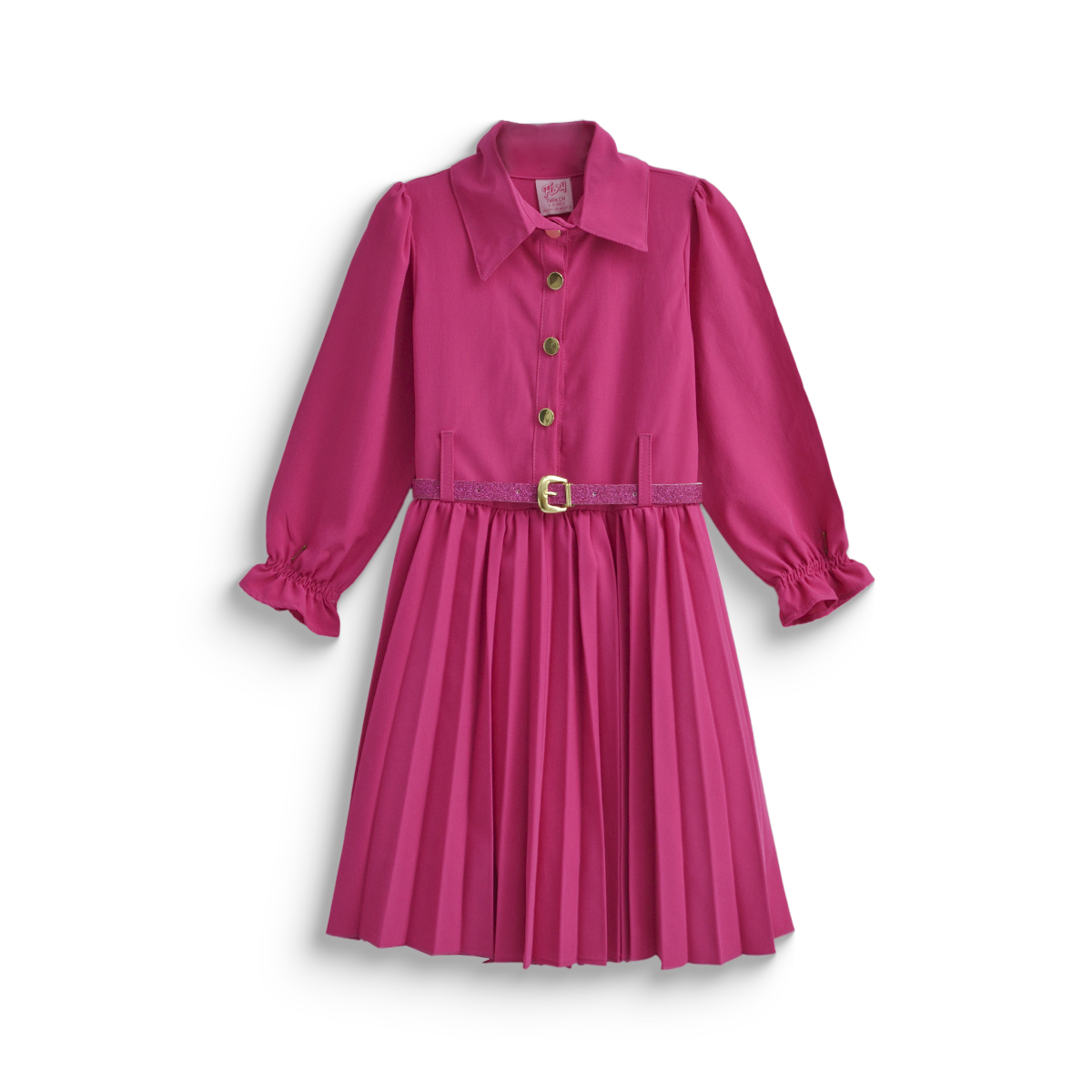 Vestido tableado con cinturón niña FLORY VENI0117