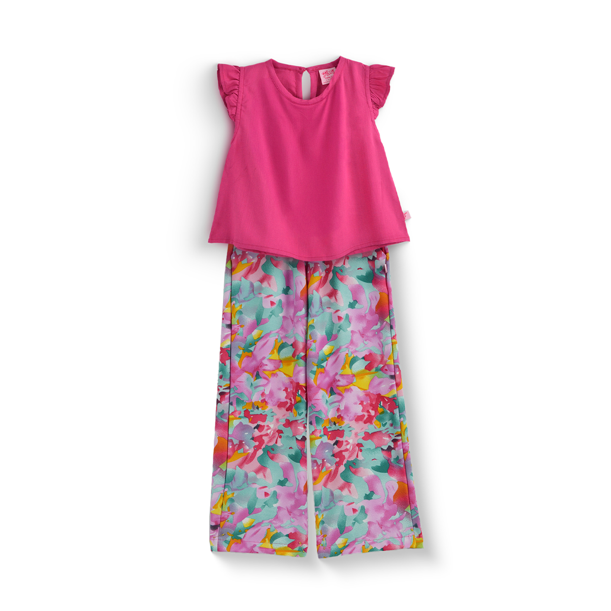 Conjunto de blusa de olanes y pantalón floreado •  ARIANA 12 • tallas ch-m-gr • CONI0044D