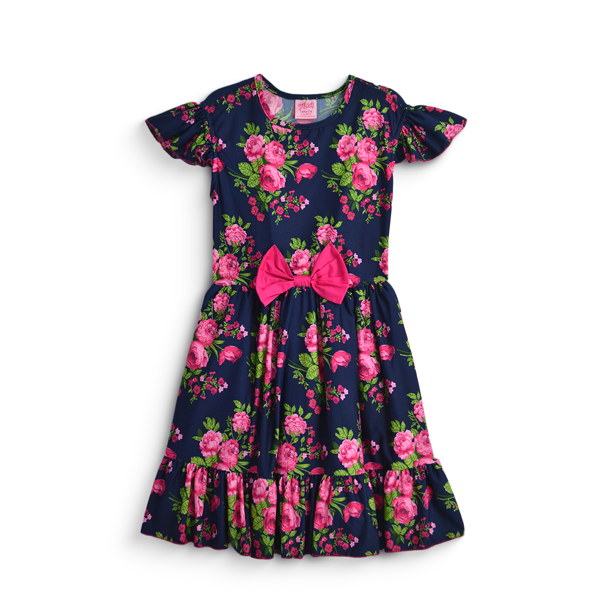 Vestido de flores con moño para niñas VENI0173 Flory