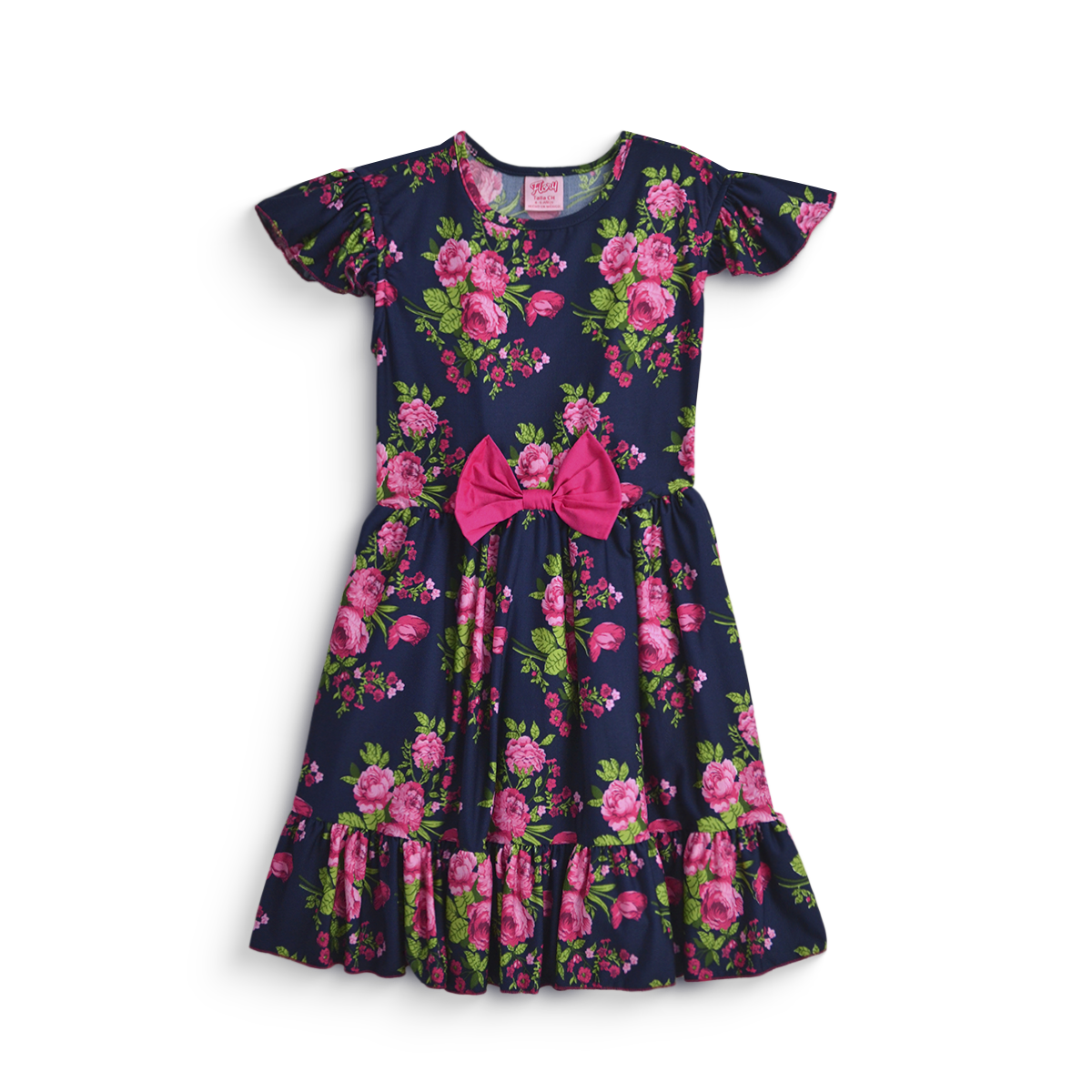 Vestido de flores con moño para niñas VENI0173 Flory