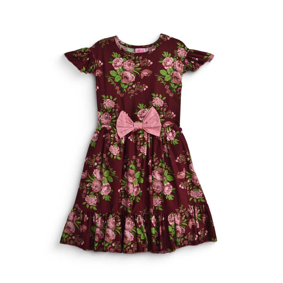 Vestido de flores con moño para niñas VENI0173 Flory