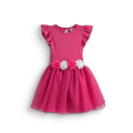 Vestido rib con tul y flores • NATALI 16 • tallas ch-m-gr •  VENI0159