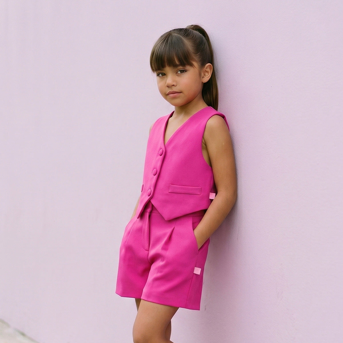 Conjunto de chaleco con botones y short ajustable •  ZARA 1 • tallas ch-m-gr •  CONI0034