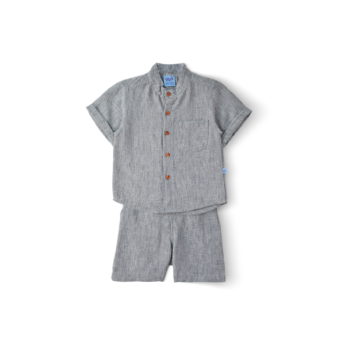 Conjunto de lino de camisa con botones y short niño bebé Heri CONB0004