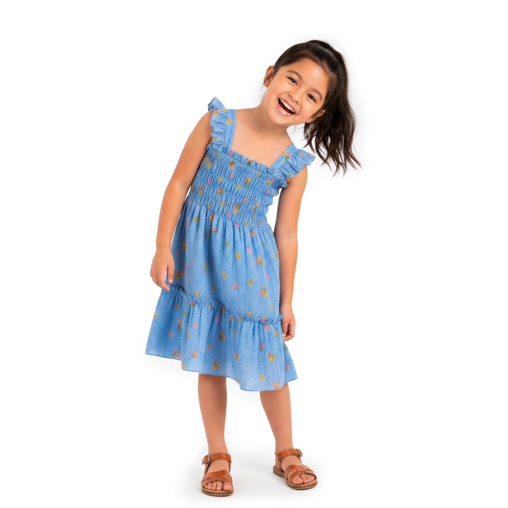 Vestido de tirantes con olanes floreado •  PATY 1 •  tallas ch-m-gr • VENI0214B