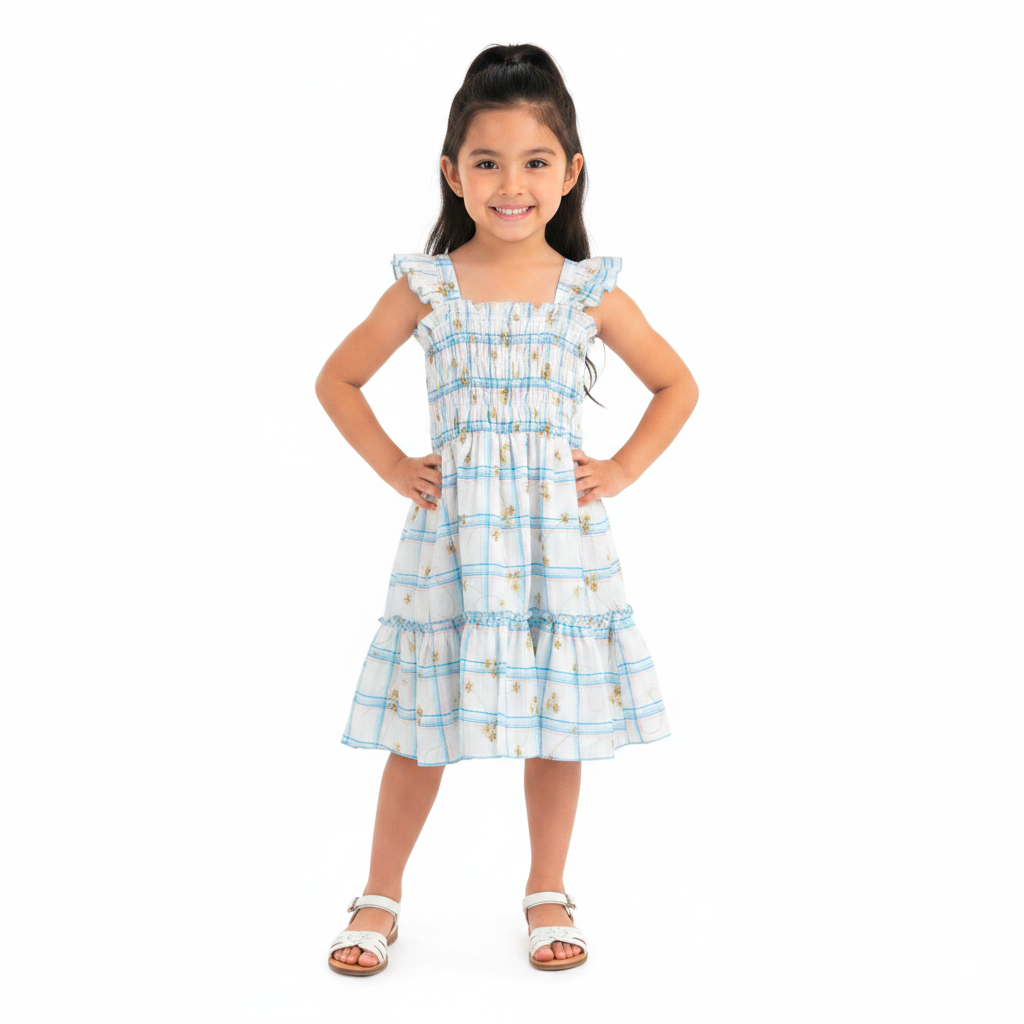 Vestido de tirantes con olanes a cuadros •  PATY 1 •  tallas ch-m-gr • VENI0214E