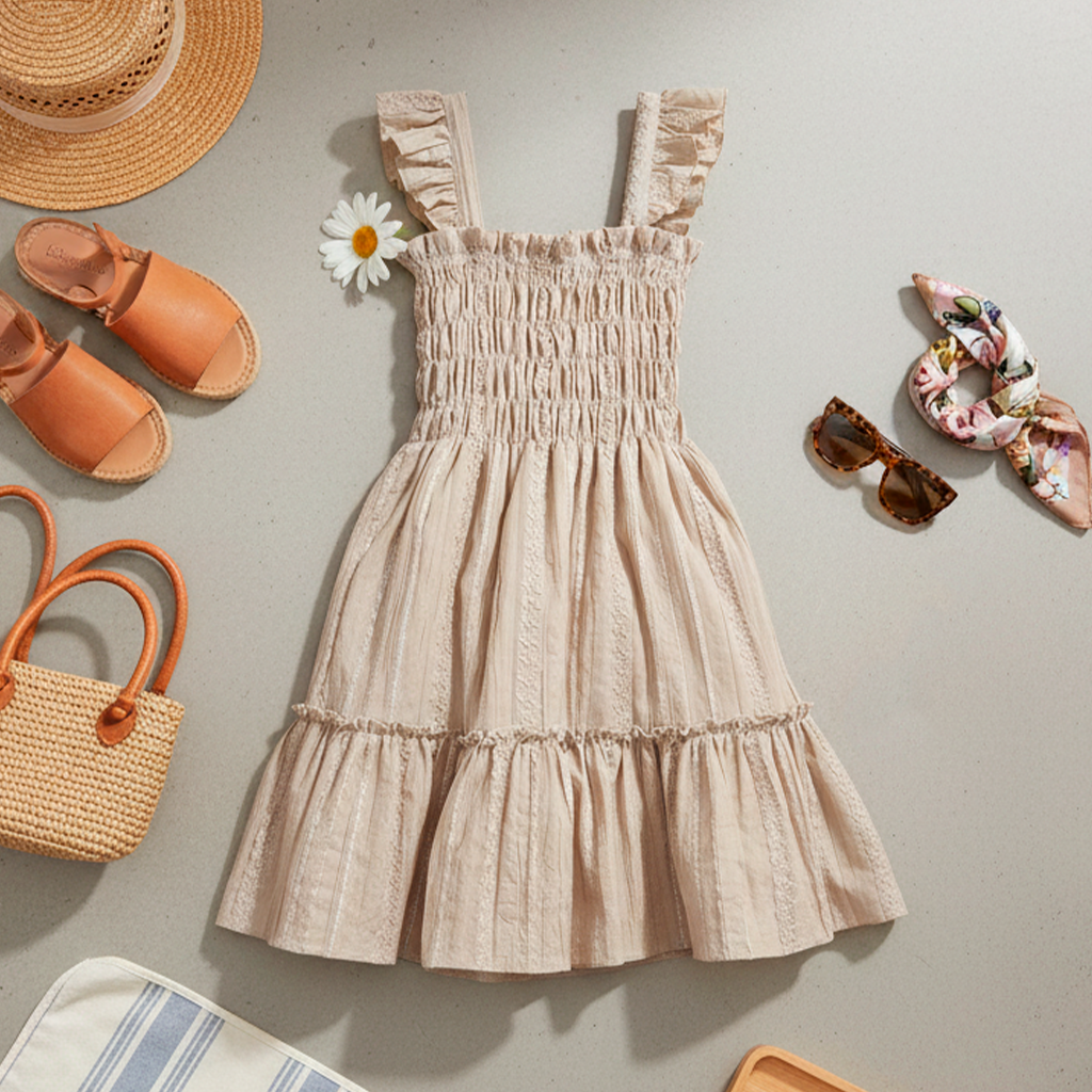 Vestido de tirantes con olanes •  PATY 1 •  tallas ch-m-gr • VENI0214D
