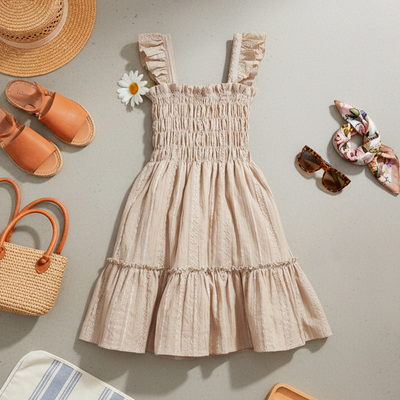 Vestido de tirantes con olanes •  PATY 1 •  tallas ch-m-gr • VENI0214D