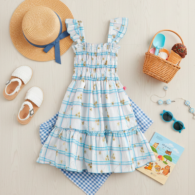 Vestido de tirantes con olanes a cuadros •  PATY 1 •  tallas ch-m-gr • VENI0214E