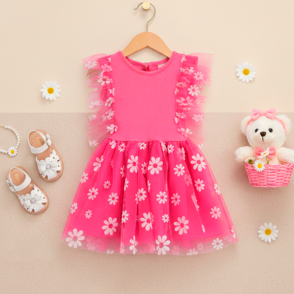 Vestido de tul flores •  VANIA 1 • tallas 1-2-3 • VEBB0142B