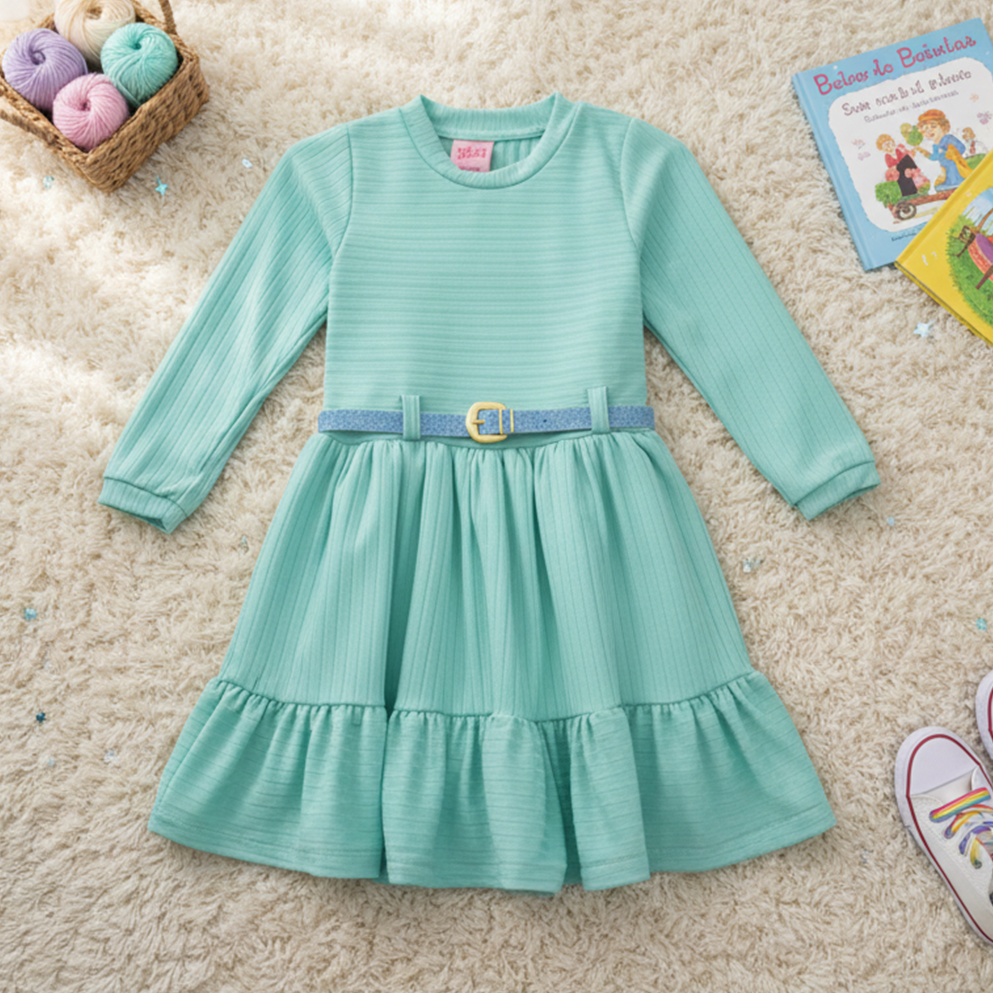 Vestido a rayas con cinturón | VEBB0131 | tallas 1-2-3