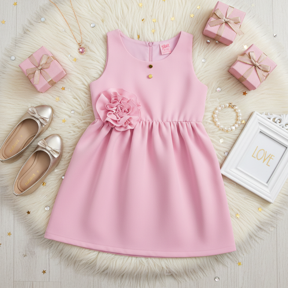 Vestido con moño y botones | VEBB0123 | tallas 1-2-3