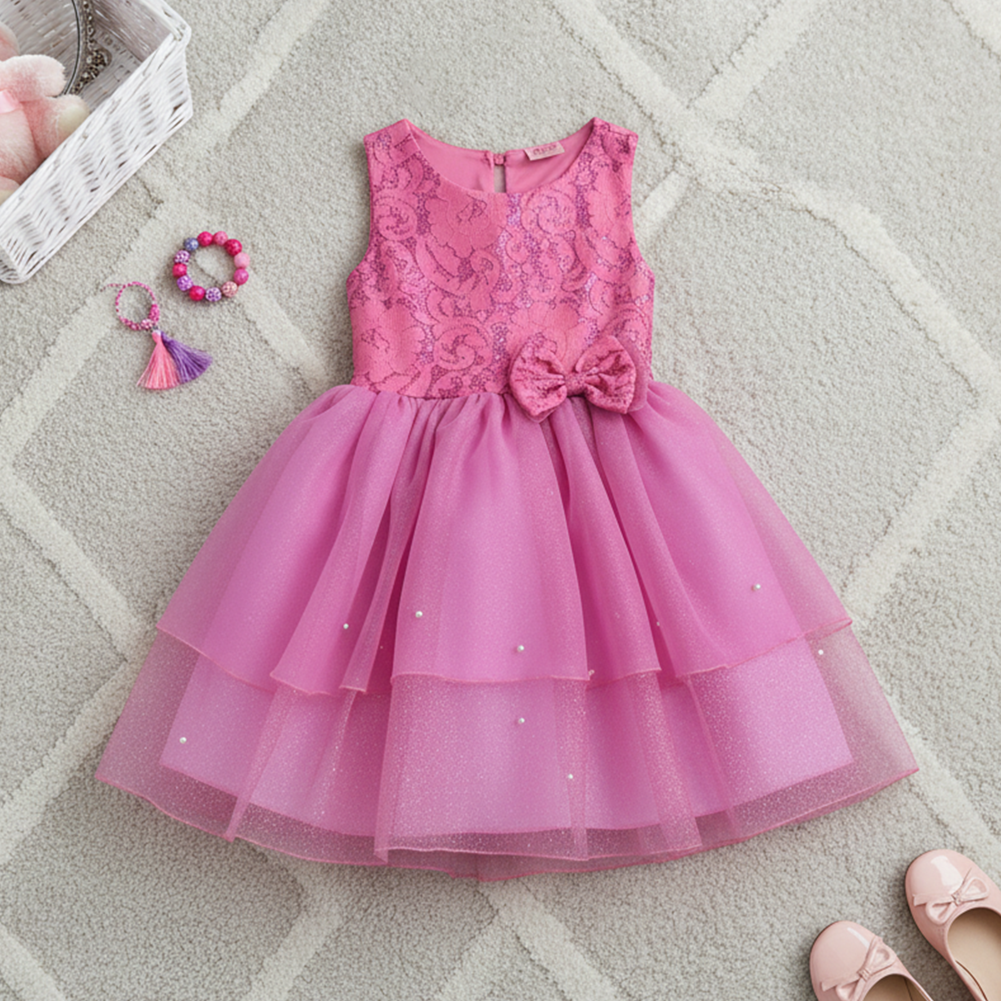 Vestido crochet con perlas  •  ANAHI 3  •   tallas xch-ch-m-gr-xg  • VENI0194