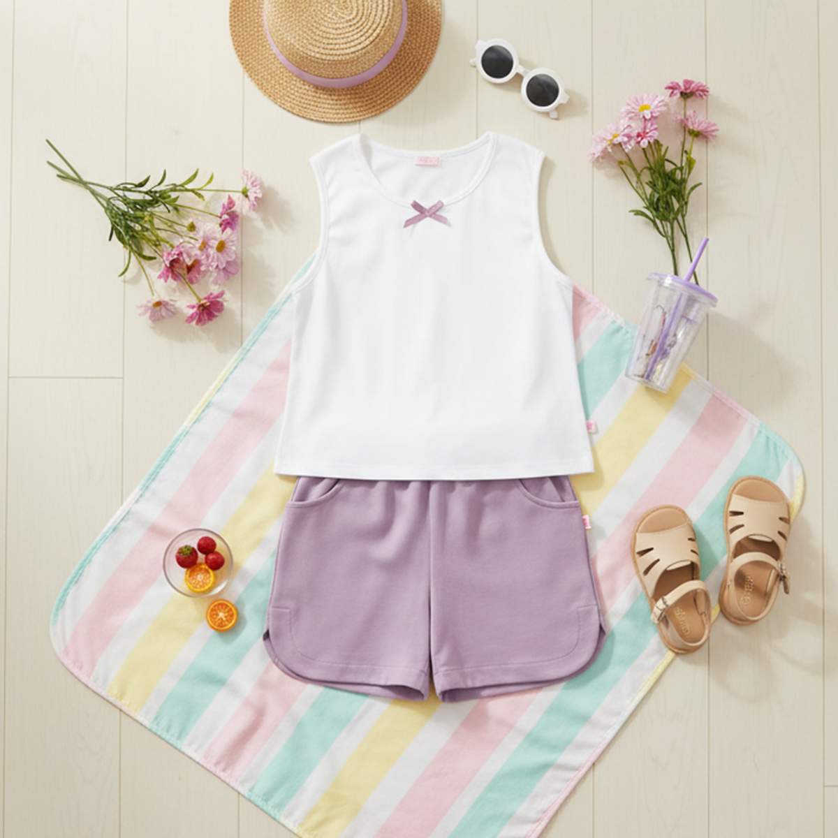 Conjunto Sort Básico con bolsillos y blusa con moño | COJU0007 | tallas 12-14-16