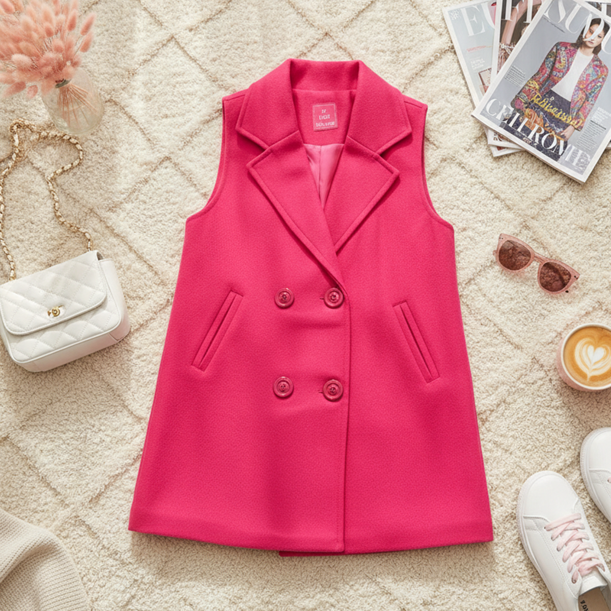 Chaleco de paño con botones • FLORY 2 • Tallas ch-m-gr •  CHNI0001