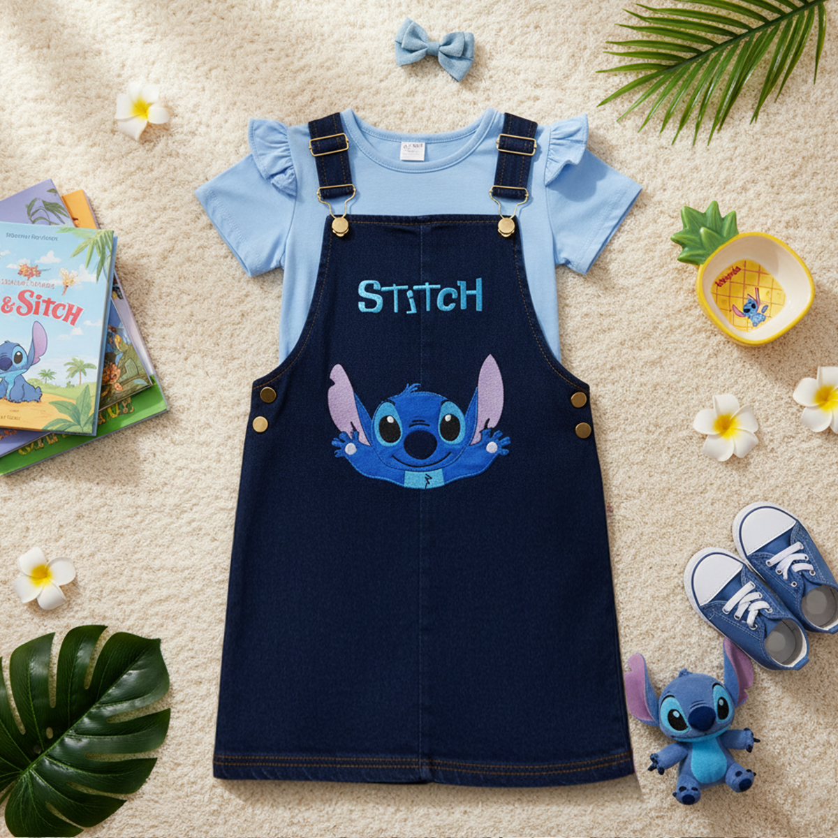 Jumper de mezclilla con playera y bordado de Extraterrestre | JUNI0002P05 | tallas ch-m-gr