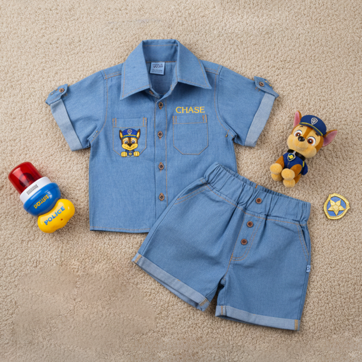 Conjunto de mezclilla con bordado de Perrito Policía | CONB0006P04 | tallas 1-2-3