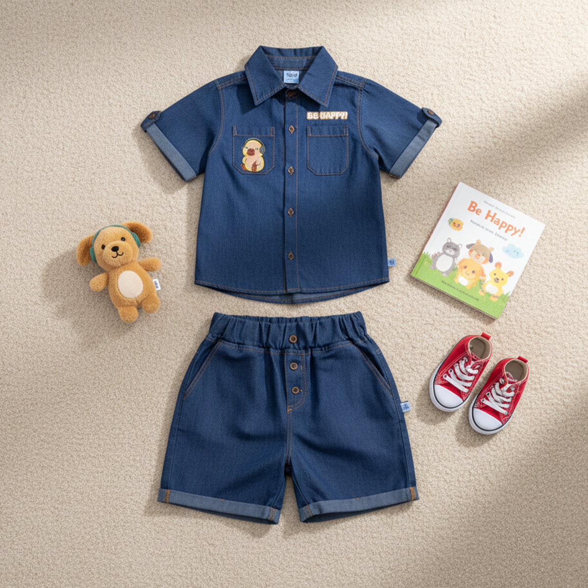 Conjunto de mezclilla con bordado de Capibara | CONN0006P02 | tallas ch-m-gr